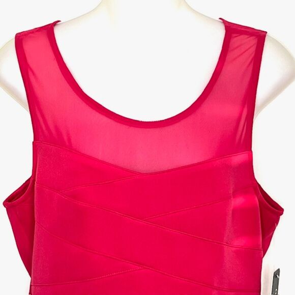 NWT GUESS "RITA" ROSE RED SKATER DRESS MESH CUTOUTS SIZE 10 - Picture 3 of 12